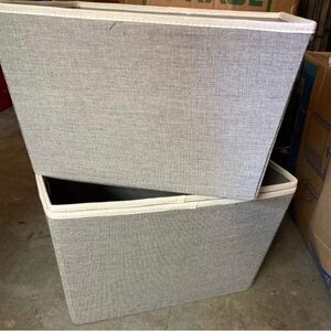 Set of 3 Gray Storage Bins